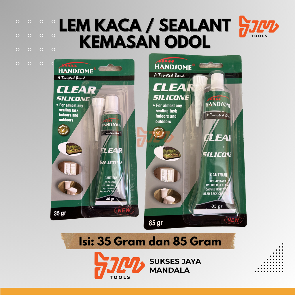 Lem Kaca / Lem Sealant / Lem Akuarium Kemasan Odol HANDSOME 35gr dan 85gr Bening