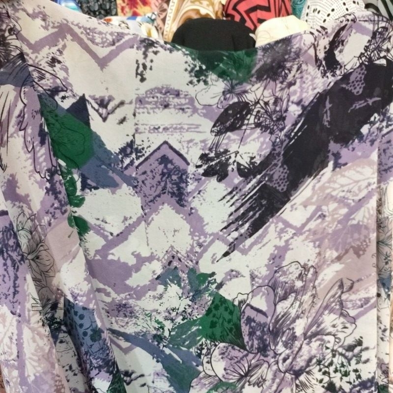 Kain ceruty motif Abstrak dz  - bahan Ceruti motif - blouse - outer - kain gamis