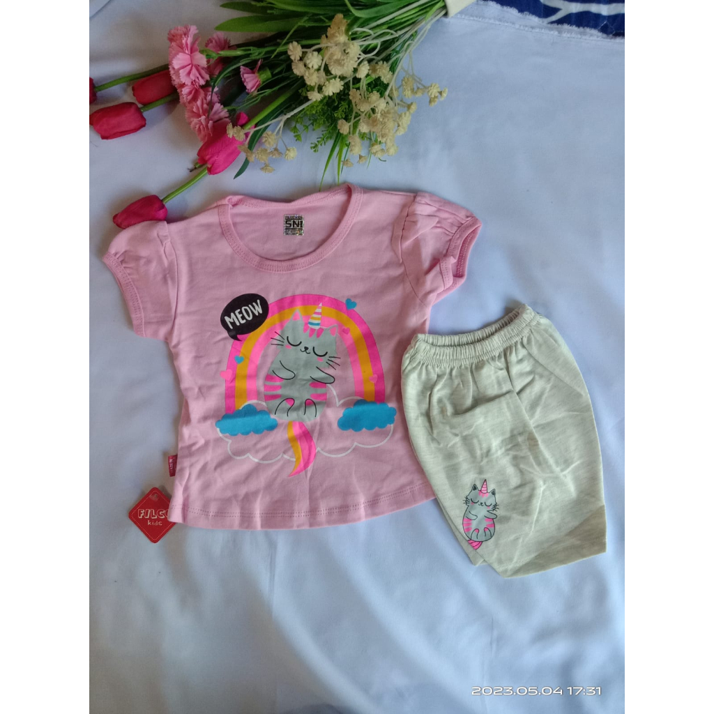 MU Setelan anak perempuan tangan pendek setelan anak perempuan celana pendek