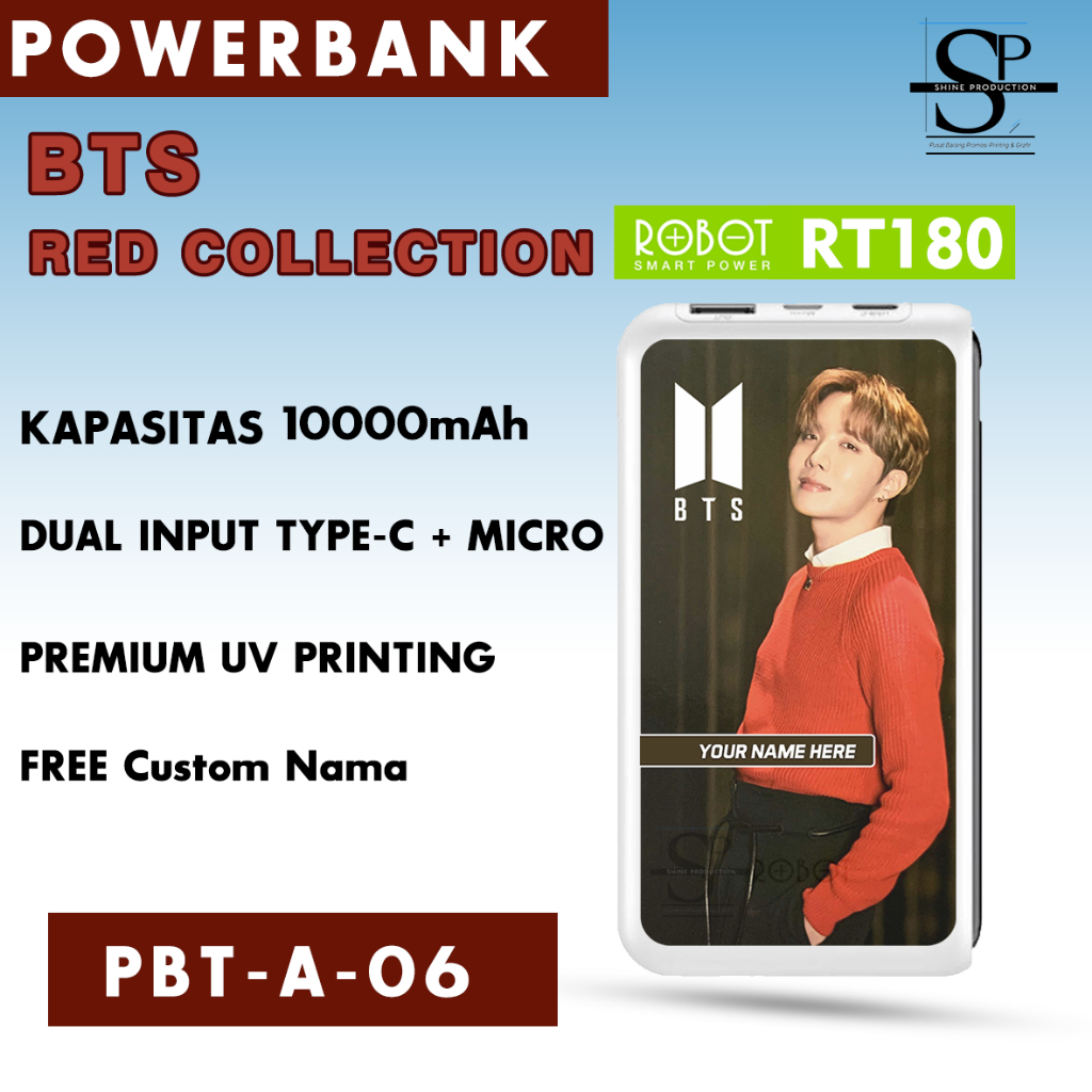 Powerbank Robot RT180 Powerbank BTS Personil Custom Nama