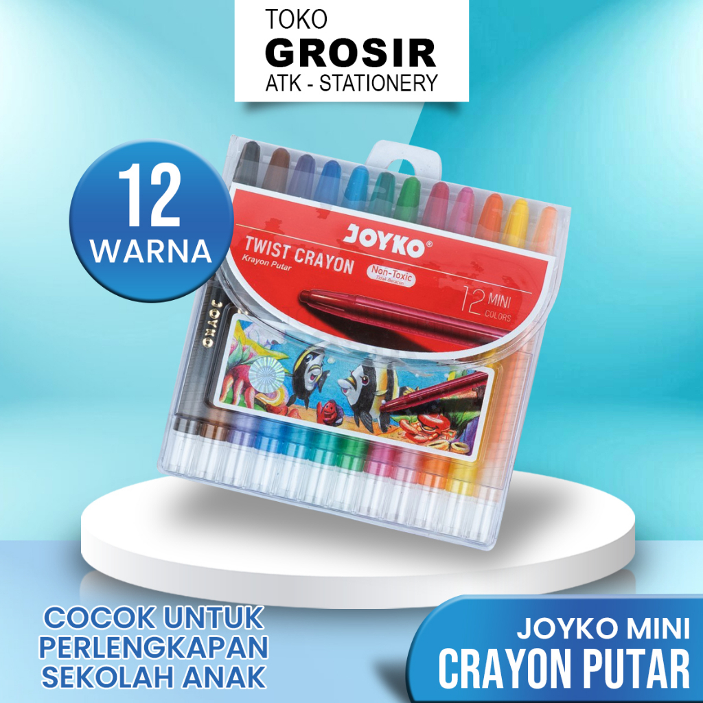 

Joyko 12 Mini Twist Crayon / Krayon Putar 12 Mini PVC Bag ~ Toko Grosir ATK Stationery