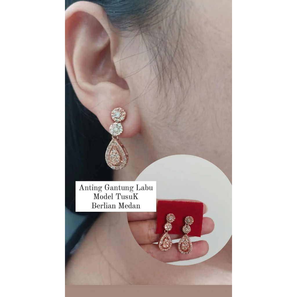 ACC anting fashion wanita/anting berlian medan/anting berlian/anting gantung labu/berlian medan