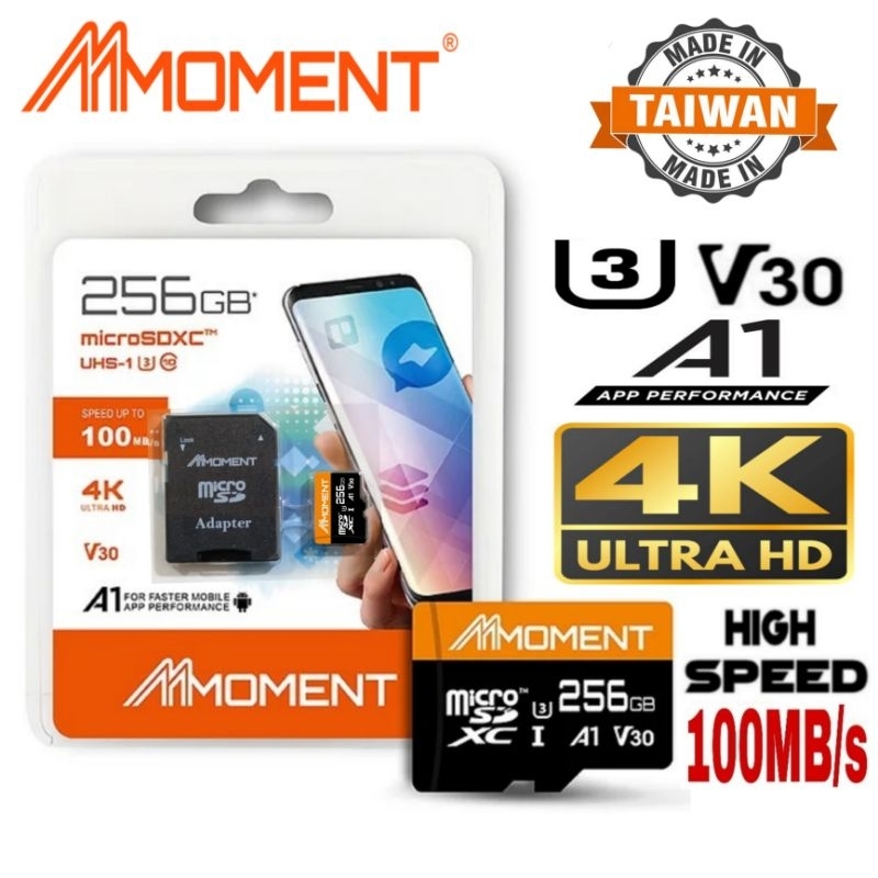 MicroSD XC U3 V30 A1 4K 256GB Moment