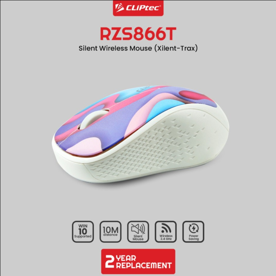 mouse cliptech Rzs 866t xilent wireless mouse-putih