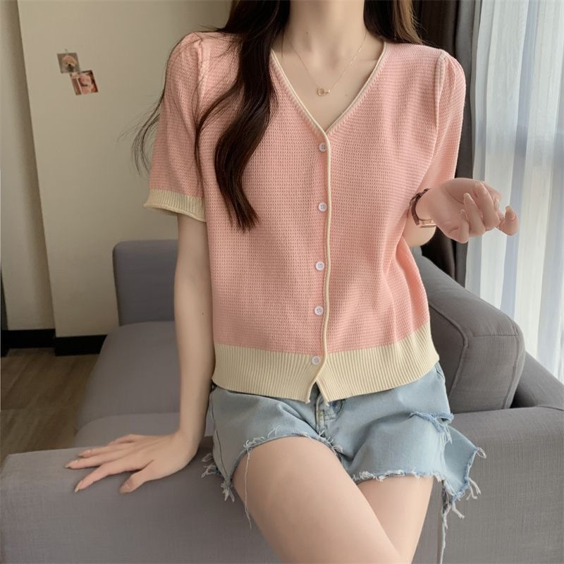 Minji Top Kancing Knit Korea Style - Atasan Wanita Baju Rajut Import - TM (21015)