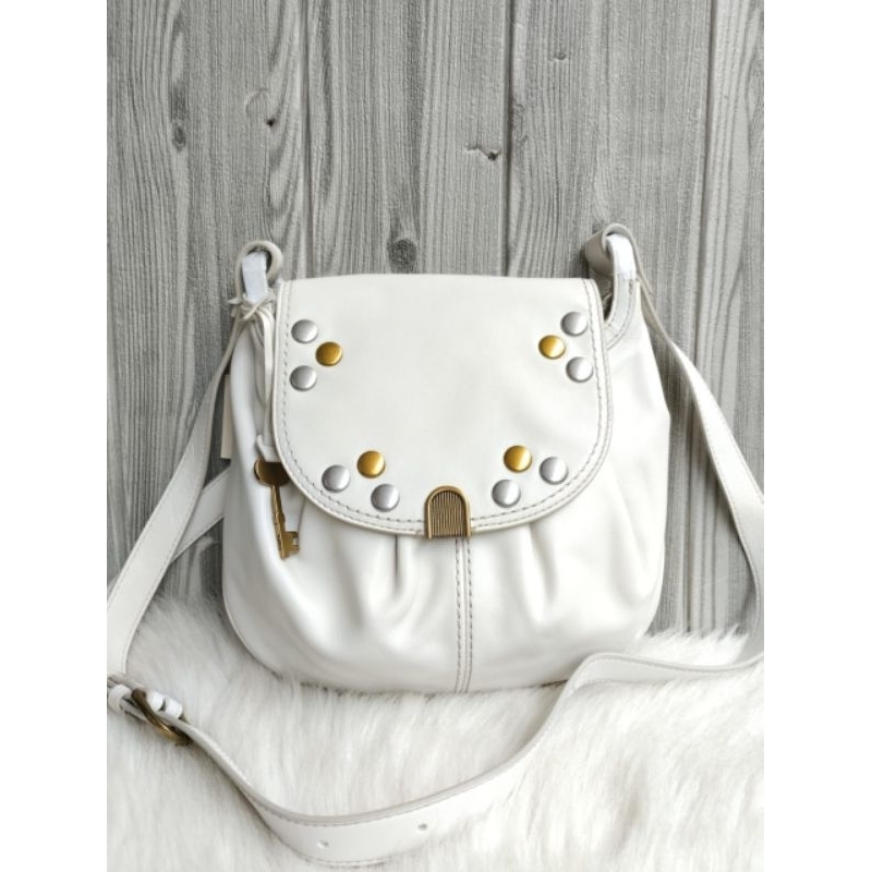 tasFOSSIL Gigi Flap Crossbody Bag White Angora k
