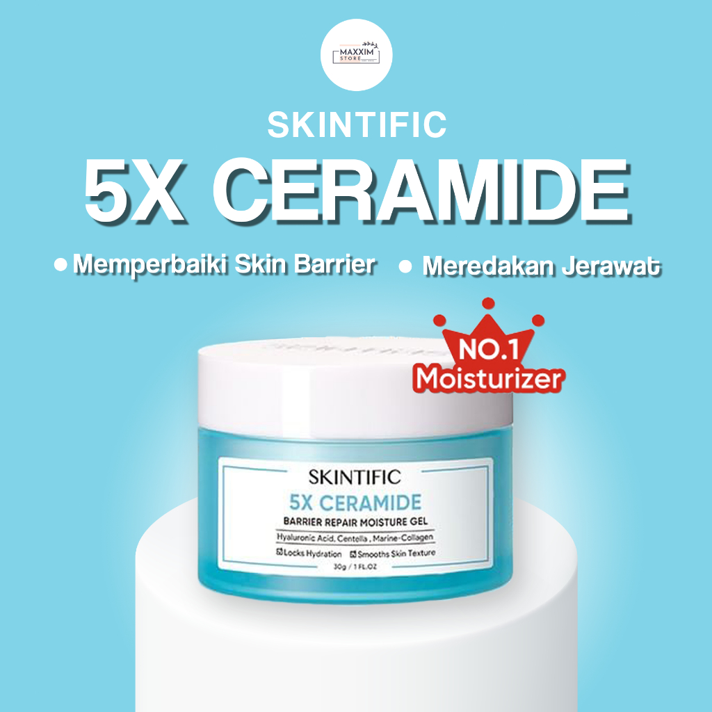 SKINTIFIC 5X Ceramide Barrier Repair Moisturize Gel 30g 6g 80g SKINTIFIC Moisturizer Barrier skin Repair Cream Pemutih Wajah 30G Pelembab Wajah Day Cream Night Cream Skin Barier