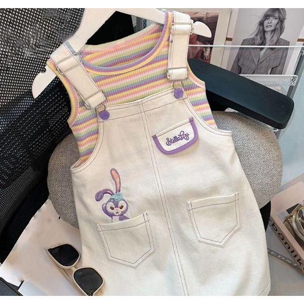 Overall Dress Anak Perempuan Motif StellaLou Rainbow Knit