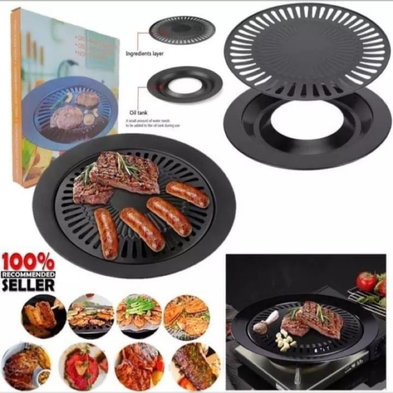 alat pemanggang Bulat Korean BBQ grill plate bulat/alat pemanggang daging grill pan BBQ