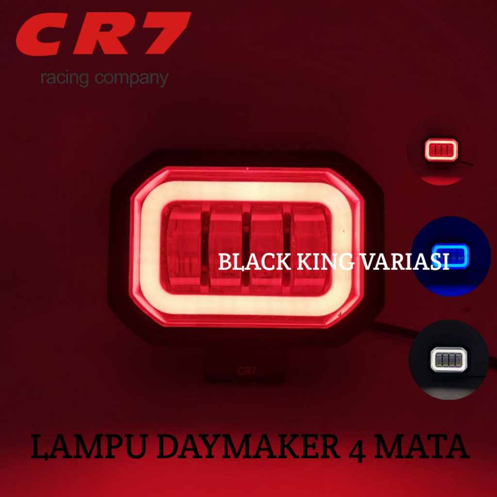 Lampu Tembak Sorot LED CWL 4 Mata Lensa Kotak CR 7 Lampu Tembak Daymaker 4 Lensa 40 Watt Kotak Ring Lampu Daymaker