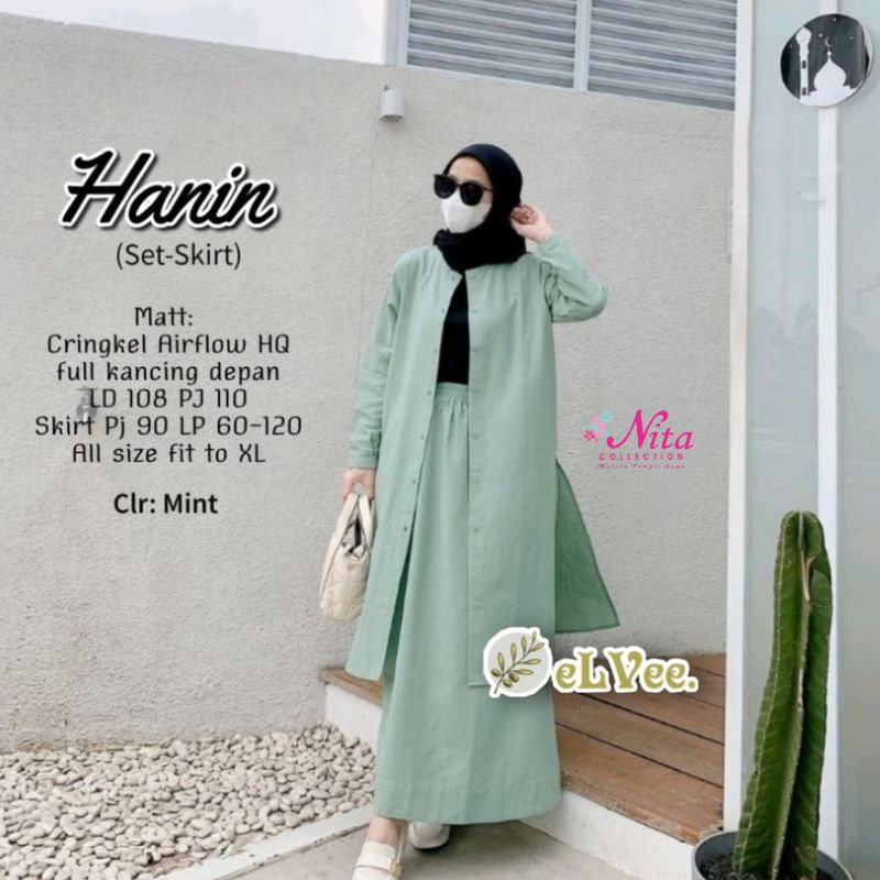 Hanin oneset/Setelan rok crinkle/Oneset crinkle/Setelan rok hanin/Oneset rok
