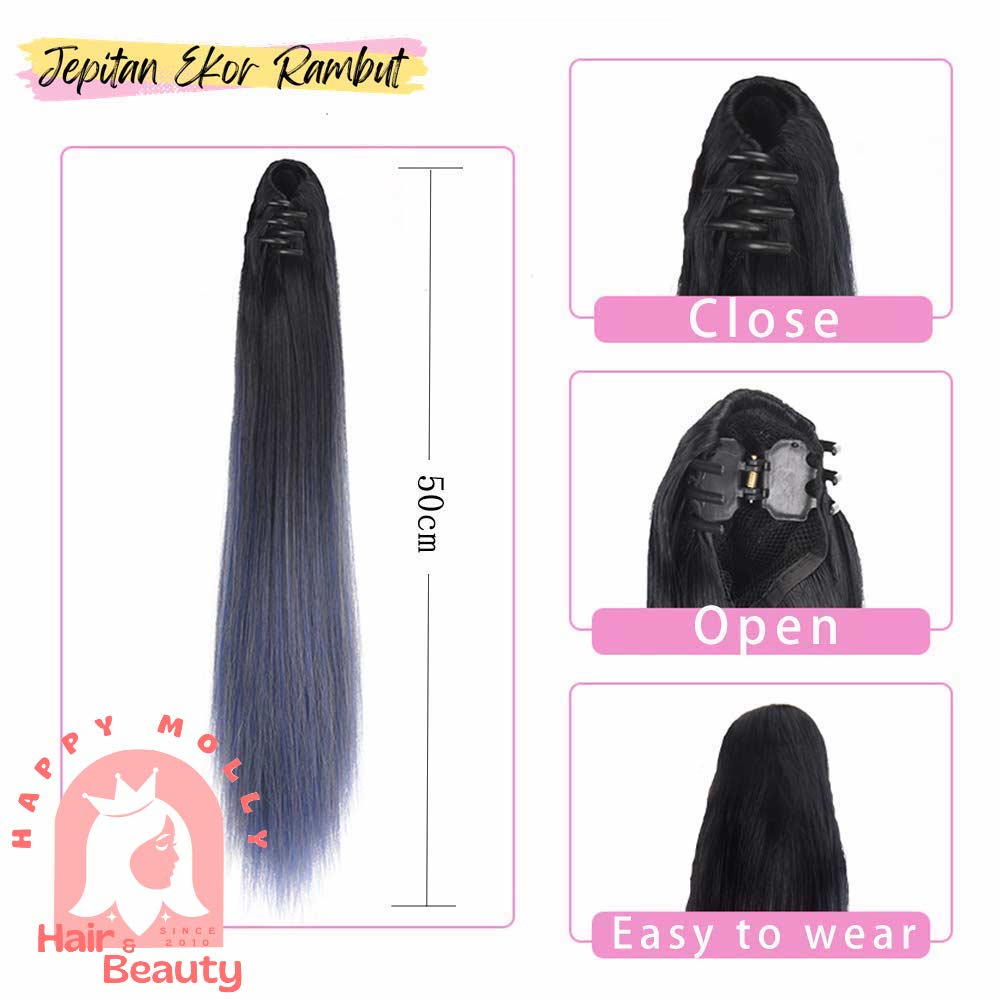 Hair Clip Ponytail Wig - Jepit Rambut Kuncir Ekor Kuda Fashion Wanita Korea - Curly - Hair Extension W8236 ( Group )