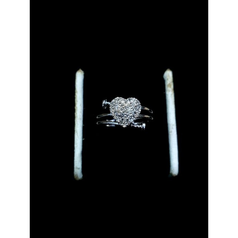 cincin emas putih 700 motif love full berlian eropa asli