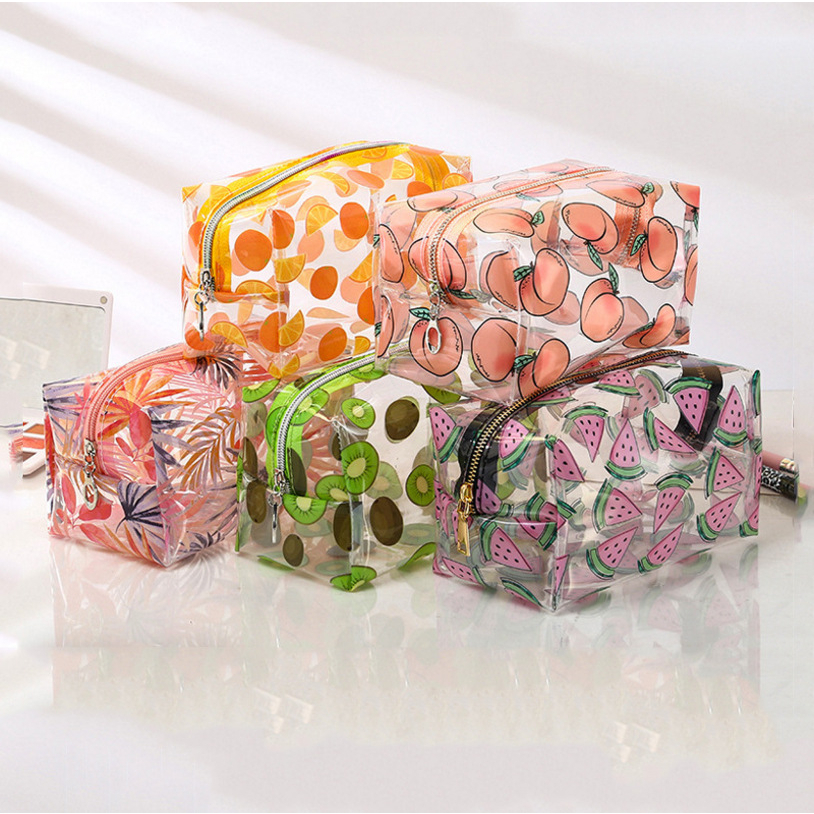 Tas kosmetik ala Jepang dan Korea transparan waterproof kosmetik tas wanita portabel ins angin kartun kapasitas besar gadis pen bag penyimpanan tas cuci tas
