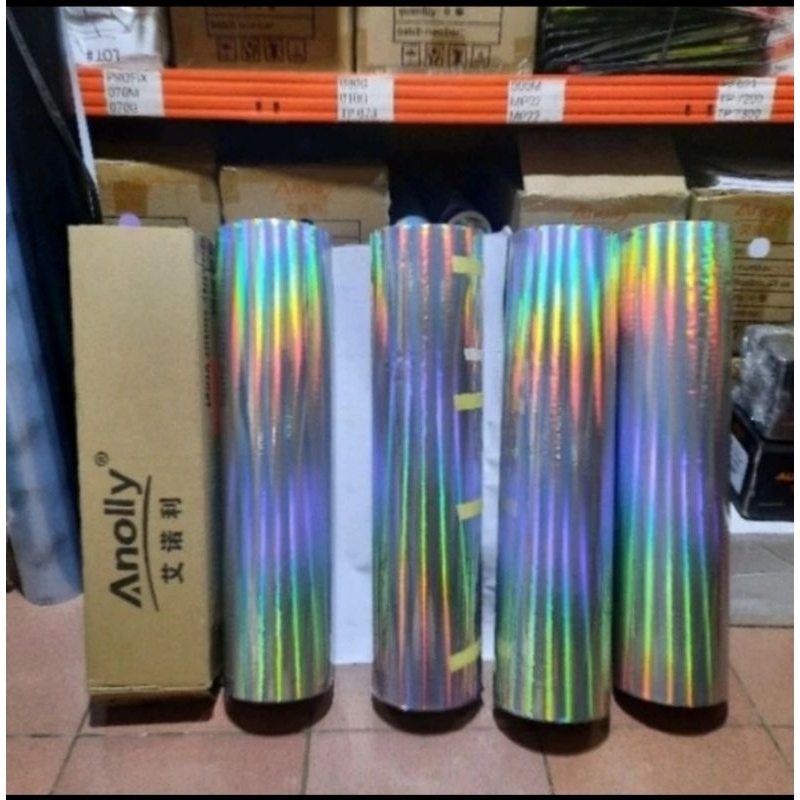 Sticker Anolly Laser Chrome hologram Silver Chrome Hologram Lentur Wrapping