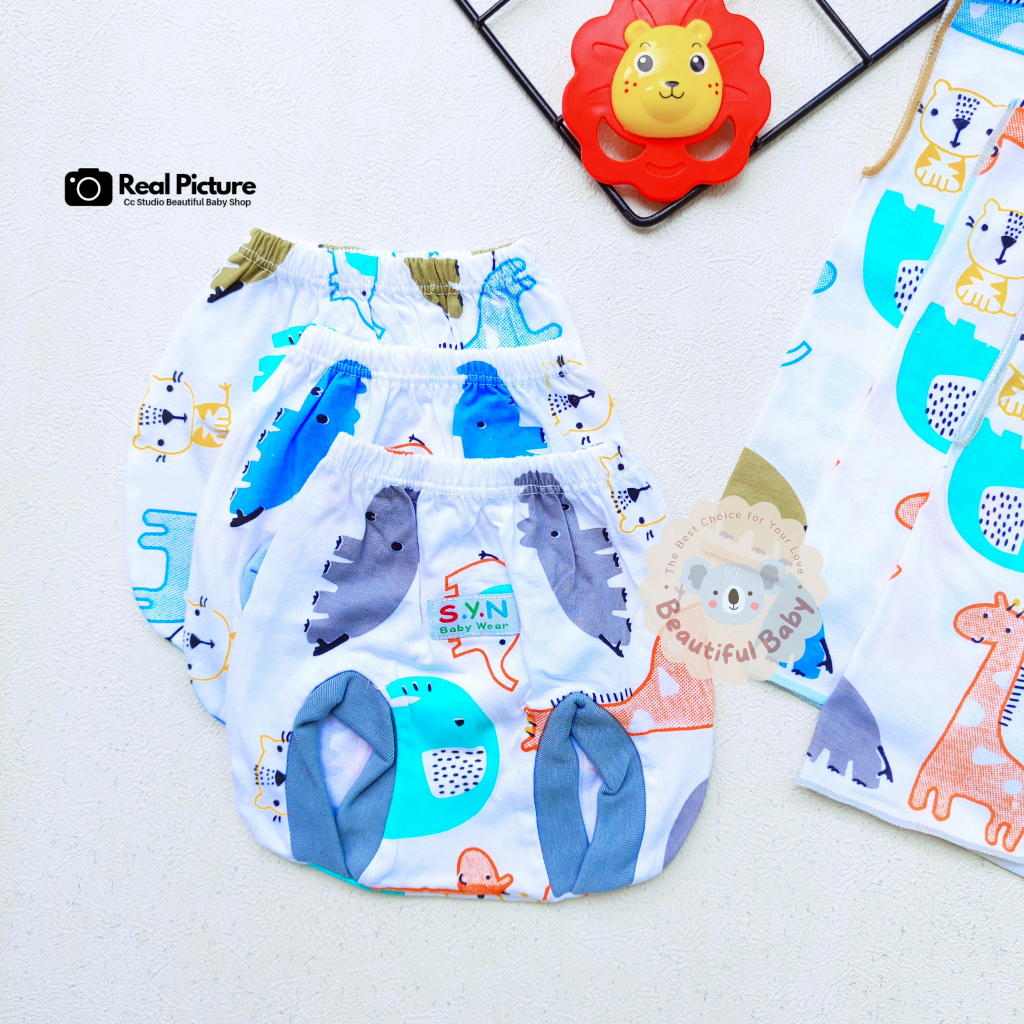 3 Stel Setelan Baju Bayi Baru Lahir Tangan Kutung Celana Pop Usia 0 sd 3 Bulan Motif Safari - Setelan Baju Bayi Newborn Abu - Celana Pop Bayi - Celana Kacamata Bayi / Baby.ou