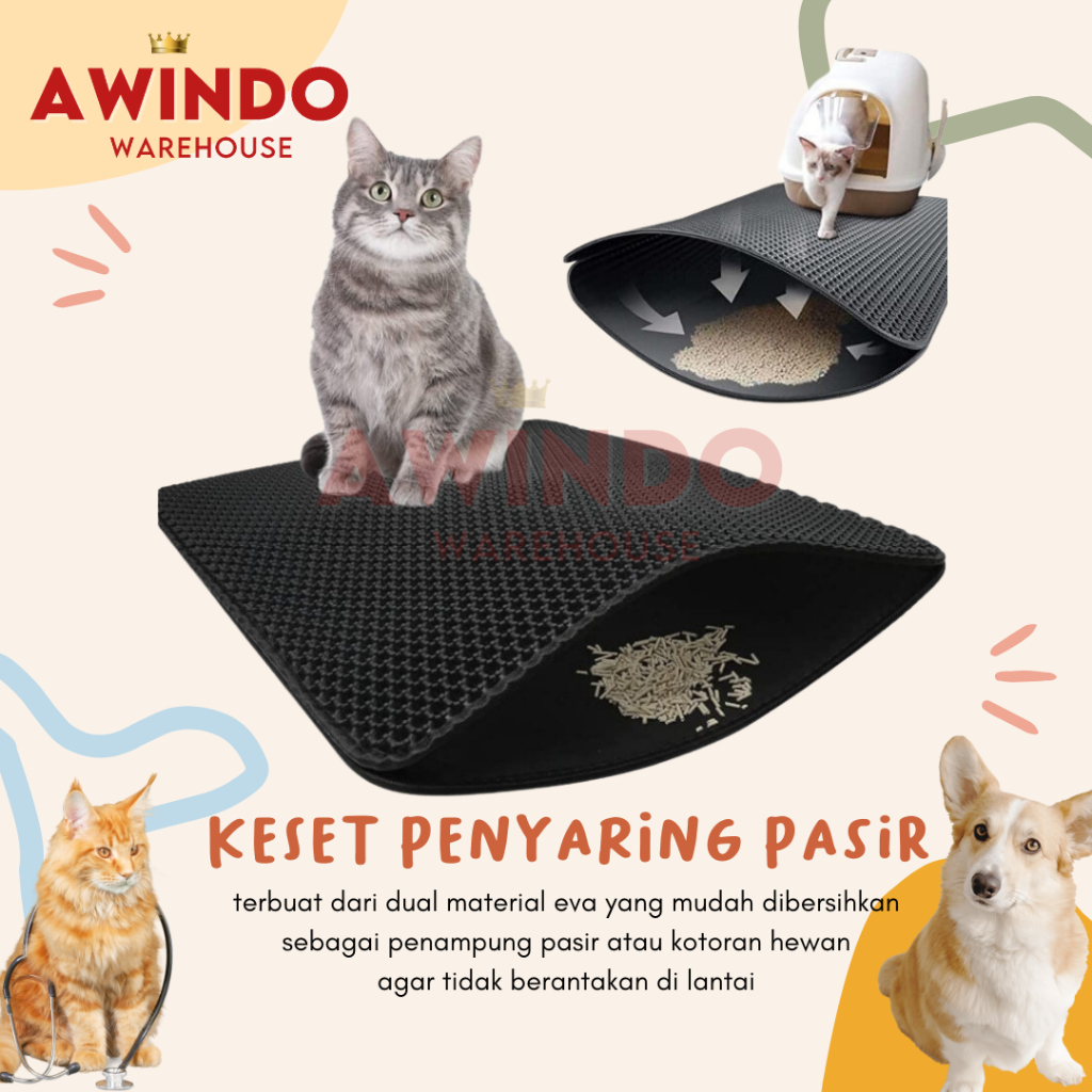 KESET EVA - Alas Keset Penyaring Pasir Hewan Kucing Pet LItter Mat Foldable Double Layer