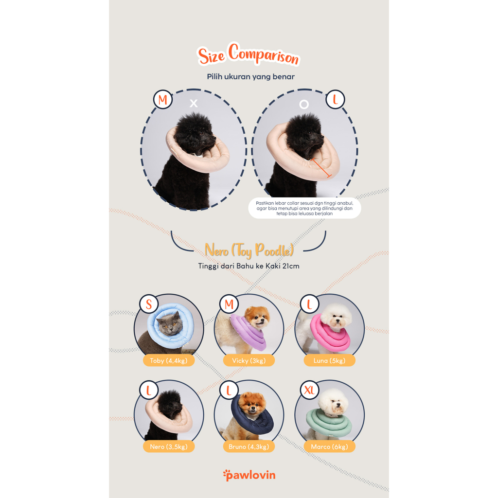 PAWLOVIN - Bantal Corong Pelindung Leher Kucing &amp; Anjing Lollipop Neck Collar