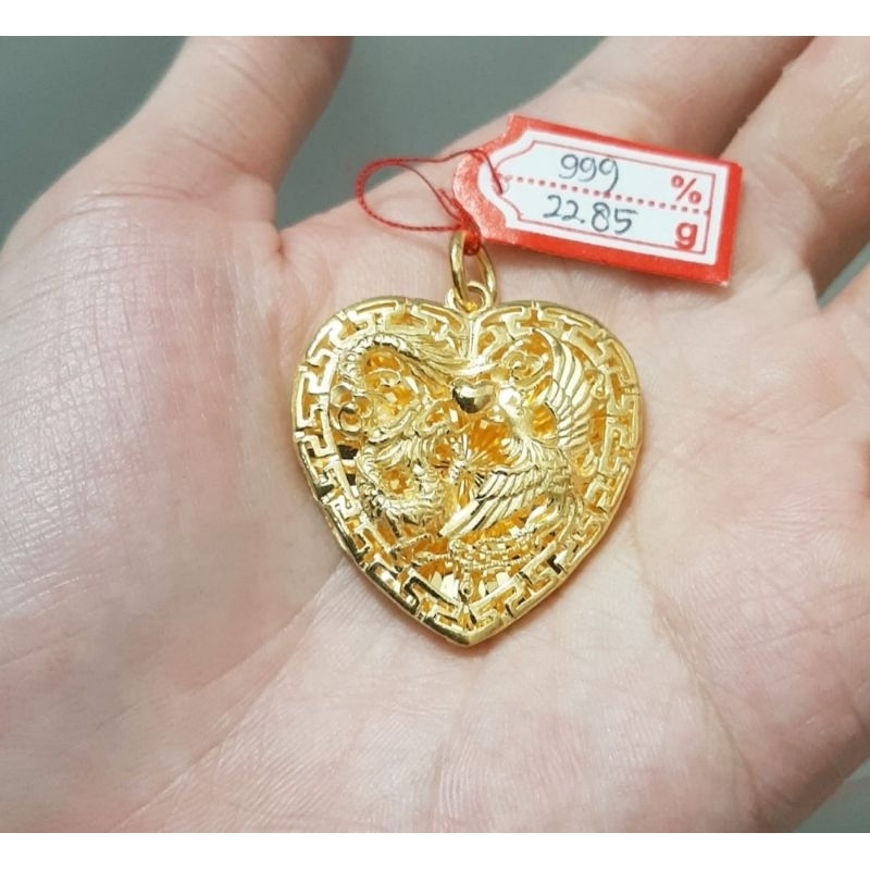 Liontin emas 24k naga hong hati