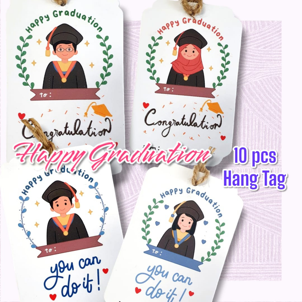 

(10 pcs) Hang Tag Happy Graduation Day Kelulusan Sekolah Kenaikan Kelas Congratulations wisuda sekolah