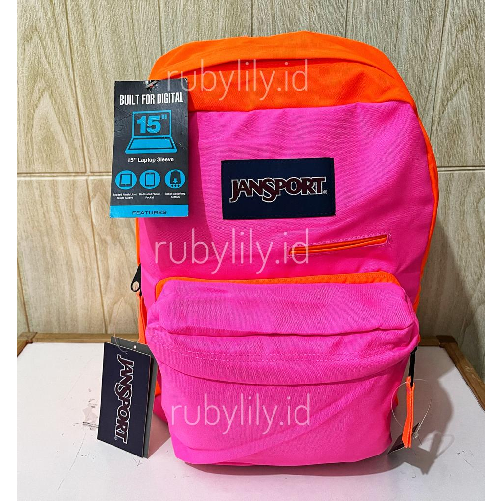 (ORIGINAL) Tas Jansport Digibreak Fluorescent Pink