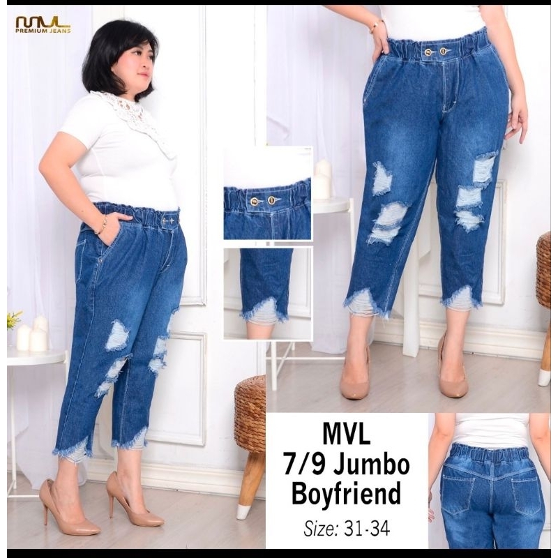 cod mvl boyfriend jeans wanita jumbo