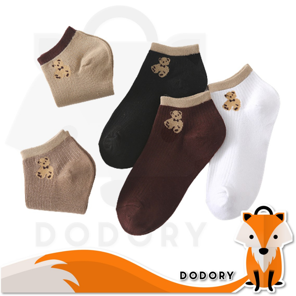 DODORY KS36 Kaos Kaki Pendek Motif Beruang Kaos Kaki Ankle