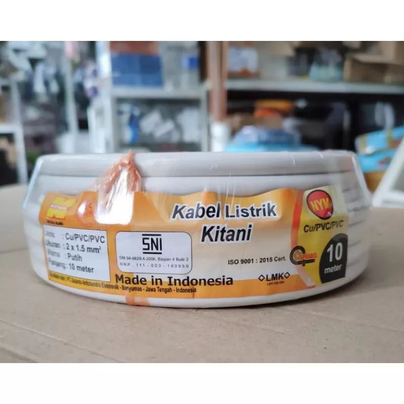 Kabel NYM Tembaga (NYM 2x1,5mm²)10 meter kabel listrik SNI