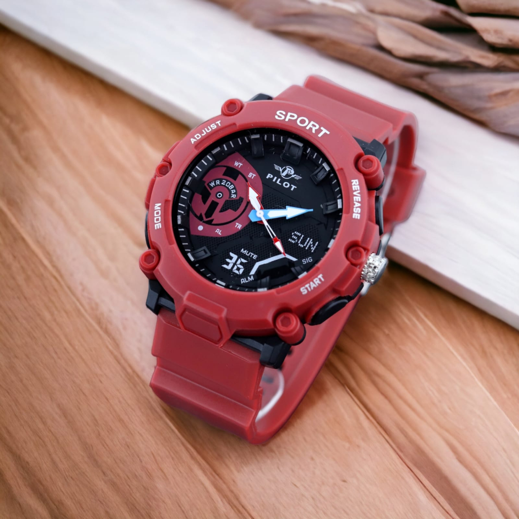 Jam Tangan  P2200 Analog Digital Variasi Strap Karet Original