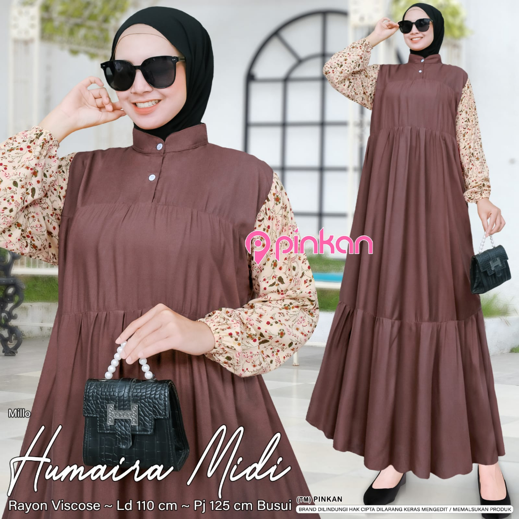 HANA MIDI gamis motif terbaru original by pinkan