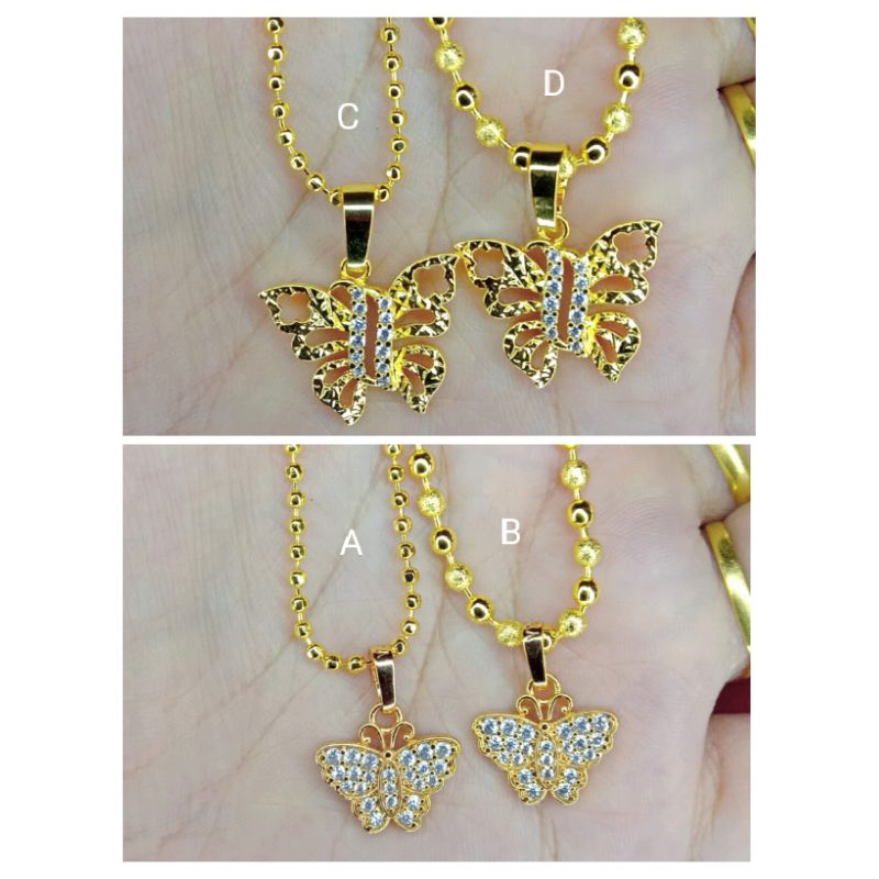 kalung merica kupu lapis emas 24 k