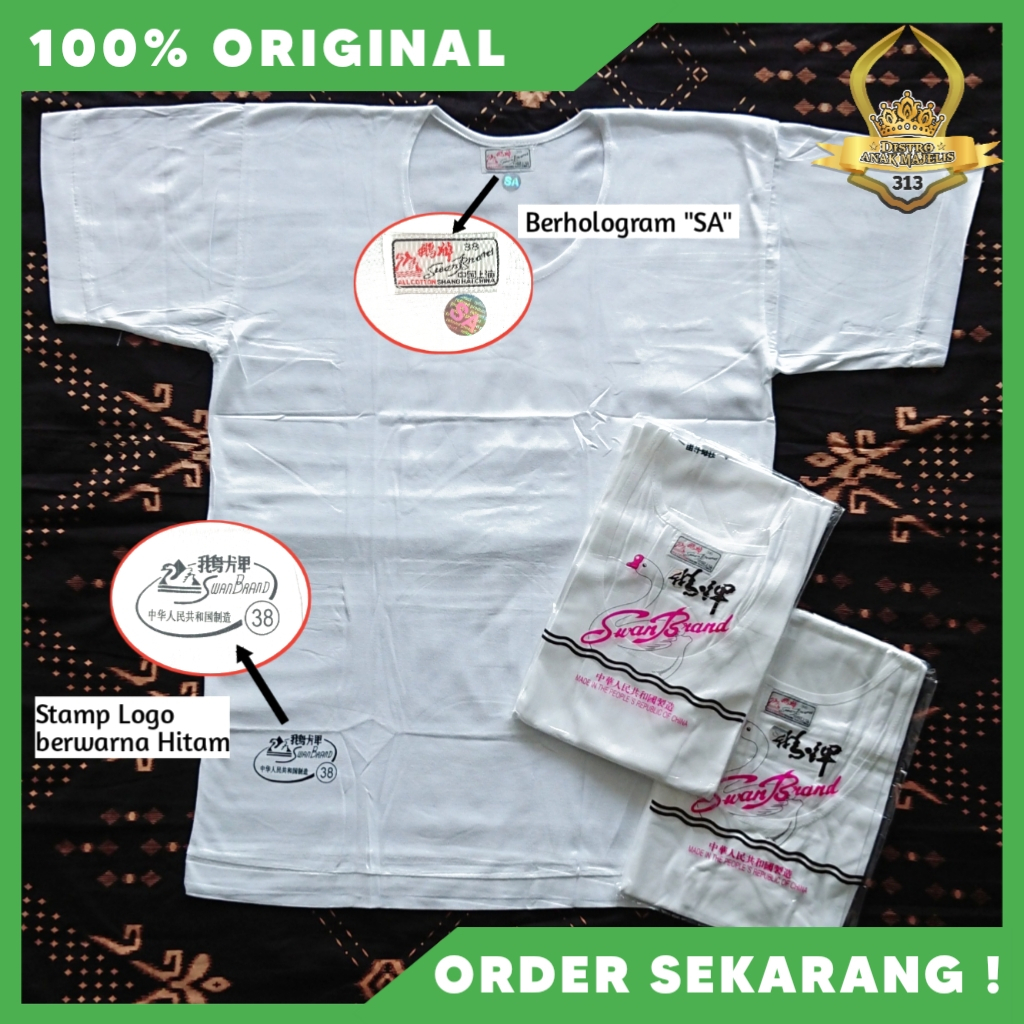 Kaos Dalam Pria Dewasa / Tanktop Pria Dewasa / Kaos Oblong Polos Swan Brand Original 100% / Swan Bra