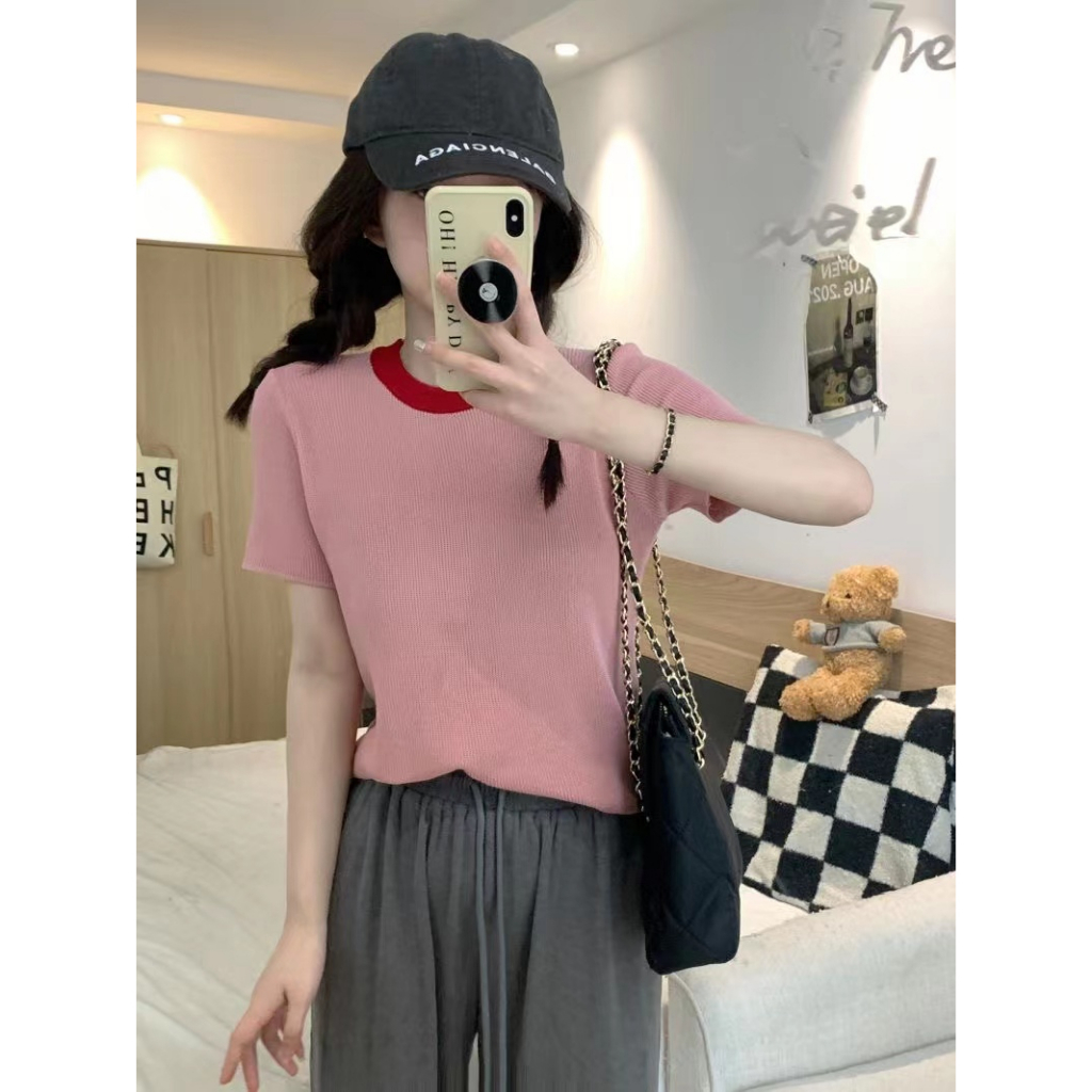 Lana Top Knit Korean Tshirt Polos - Baju Atasan Wanita Rajut Import TM - (5920)