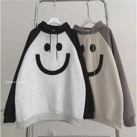 Sweater Basic Jumbo SMILE RAGLAN Oversize  Size M.L.Xl.Xxl| Crewneck Outerwear Pakaian Wanita Oversize | Korean Style