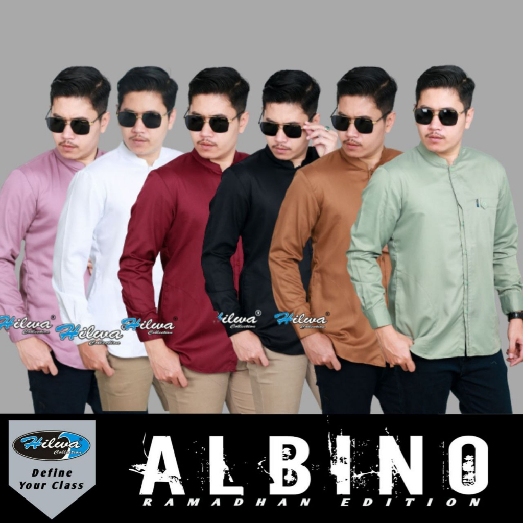 HILWA COLLECTION Kemeja Polos Warna Hitam Putih Hijau Sage Lilac Mocca Marun  Pria Lengan Panjang Ke