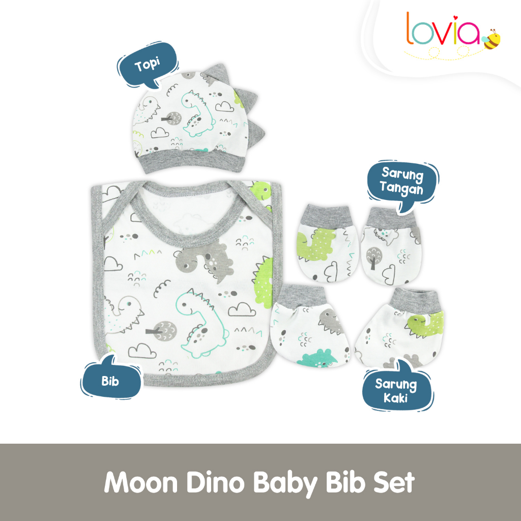 Kiddy Moon Dino Baby Bib Set / celemek bayi / 47010