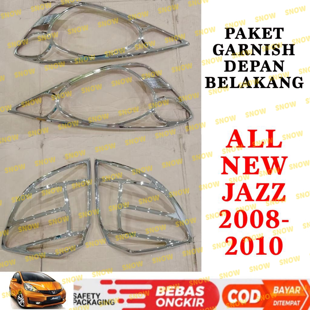 Paket Garnish Lampu Depan Belakang All New Jazz 2008 2010 Hitam Chrome