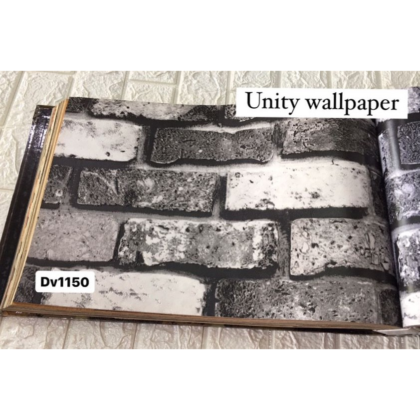 WALLPAPER DINDING MOTIF BATU BATA 3D MODERN EMBOSE HALUS ROCK