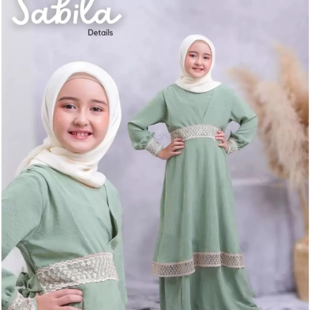 Gamis Crinkle Airflow Gamis Anak Tanggung 8 - 14 Tahun Sabila Kids