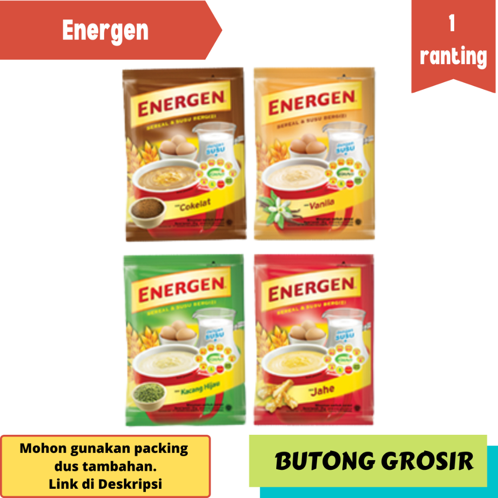 

Energen sachet rasa coklat / vanilla / kacang hijau / jahe