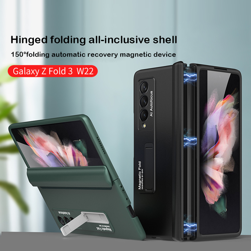 Samsung Z Fold 4 Z Fold 3 Z Fold 2 Case Hard PC Hinged Folding All-inclusive Magnetic Bracket Kickstand 360 Degree Full Protection Folding Stand