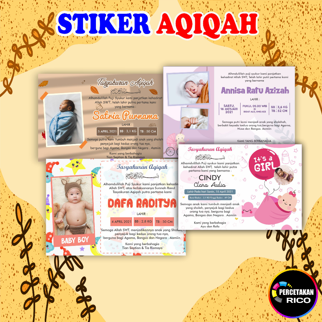 Sticker Stiker aqiqah akikah bayi nasi kotak ukuran besar Murah