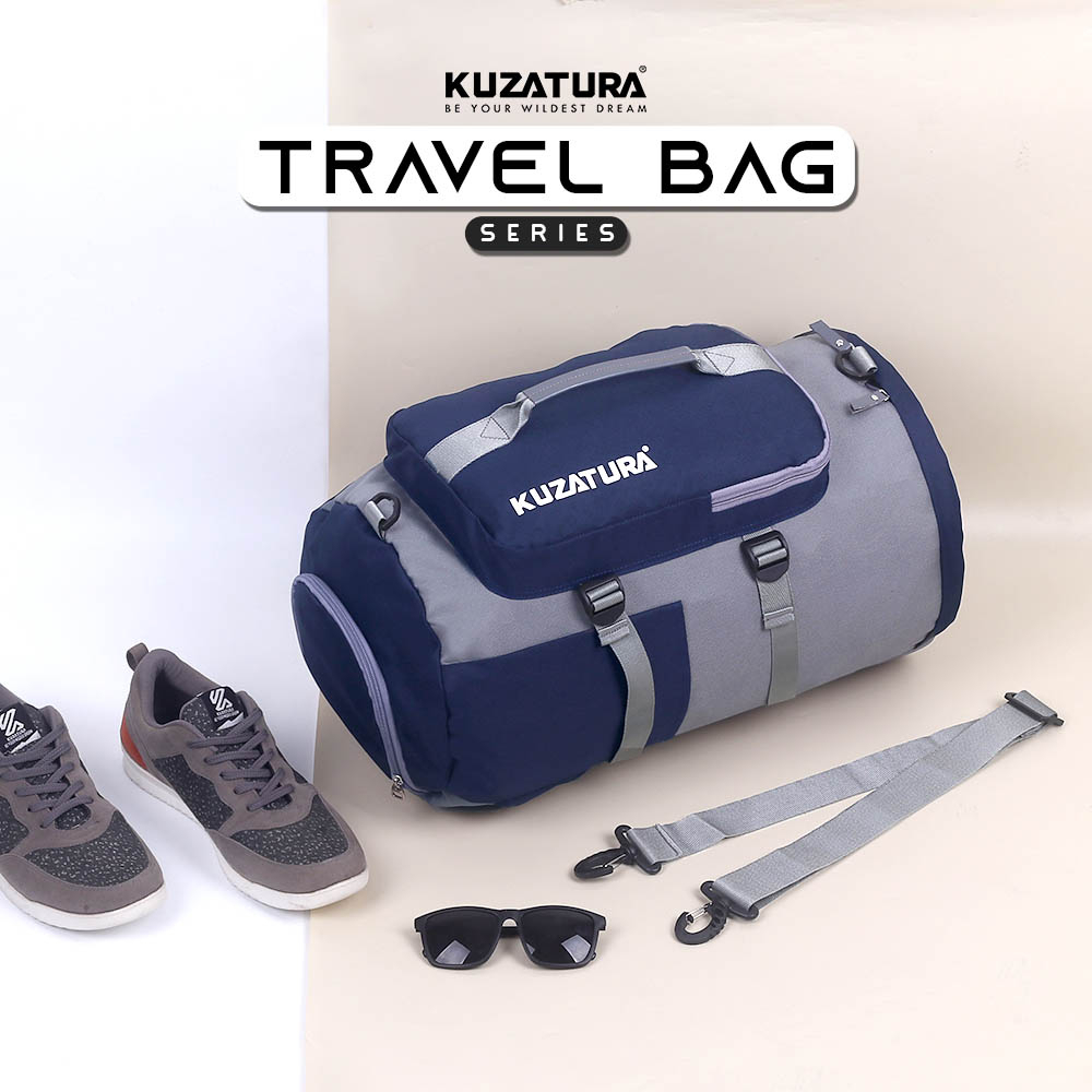 Tas Travel Bag Duffel Waterproof Multifungsi Navy Abu 035