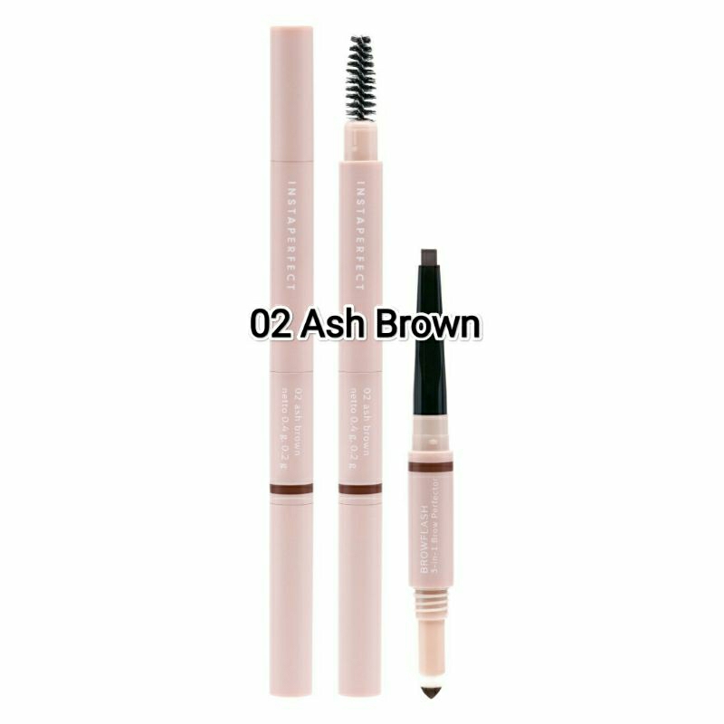 Wardah Instaperfect BROWFLASH 3-in-1 Brow Perfector Pensil alis Metic 3in1 Otomatis Putar Metik pertumbuhan alis