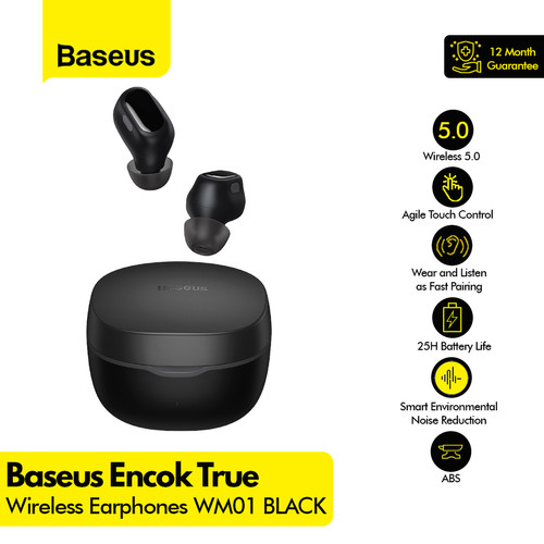 Headset bluetooth Earphone Baseus Encok True Wireless Earphones WM01