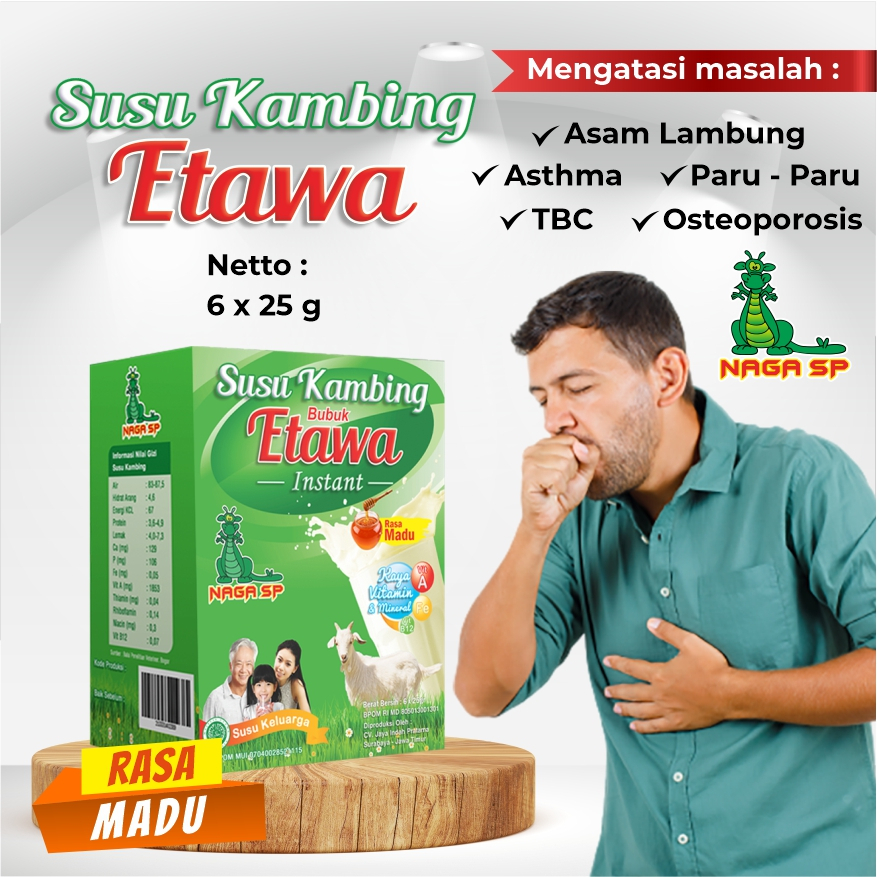 

Susu Kambing Etawa Bubuk NAGA SP 150g Sachet Rasa Madu Untuk Mengatasi Masalah Asam Lambung Maag Sesak Nafas TBC Kanker Jantung