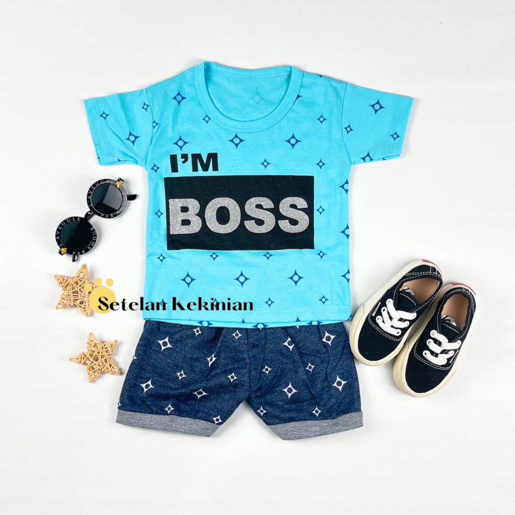 [SERIES BIRU] Set Anak Cowok 0-12bulan Setelan Bayi Laki Laki Kaos Lembut Katun Kado Akikah Set Newborn