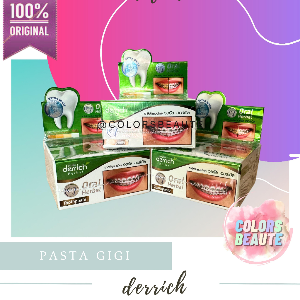 DERRICH HERBAL TOOTHPASTE ORIGINAL THAILAND / PEMBERSIH GIGI / PASTA GIGI