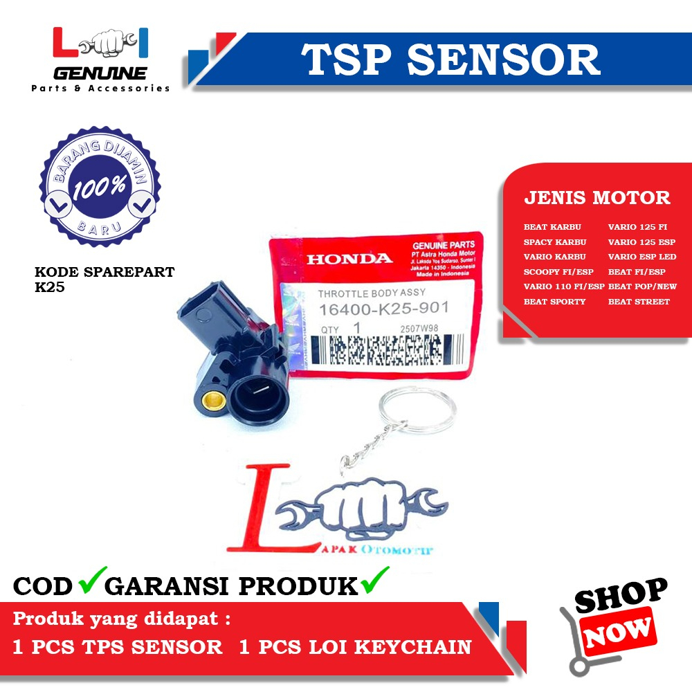 -LOI- SENSOR TPS THROTTLE BODY ASSY BEAT FI, SCOOPY FI, VARIO 125/150, BEAT POP, BEAT STREET INJECTION K25