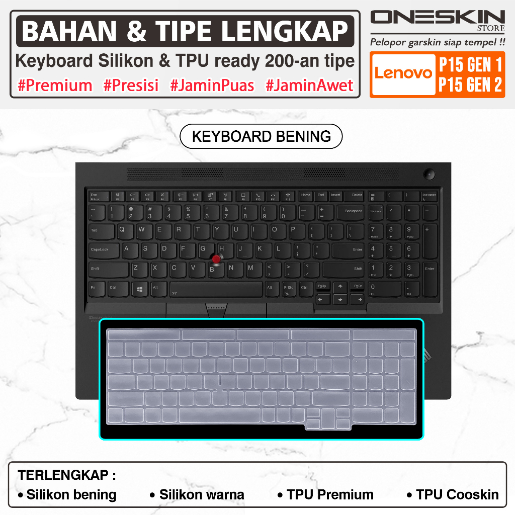 Garskin Sticker Laptop Pelindung Screen Keyboard Protector Lenovo ThinkPad P15 Gen 1 2 G1 G2 Gambar Full Body Silikon Bening Glossy Doff Tpu Cooskin